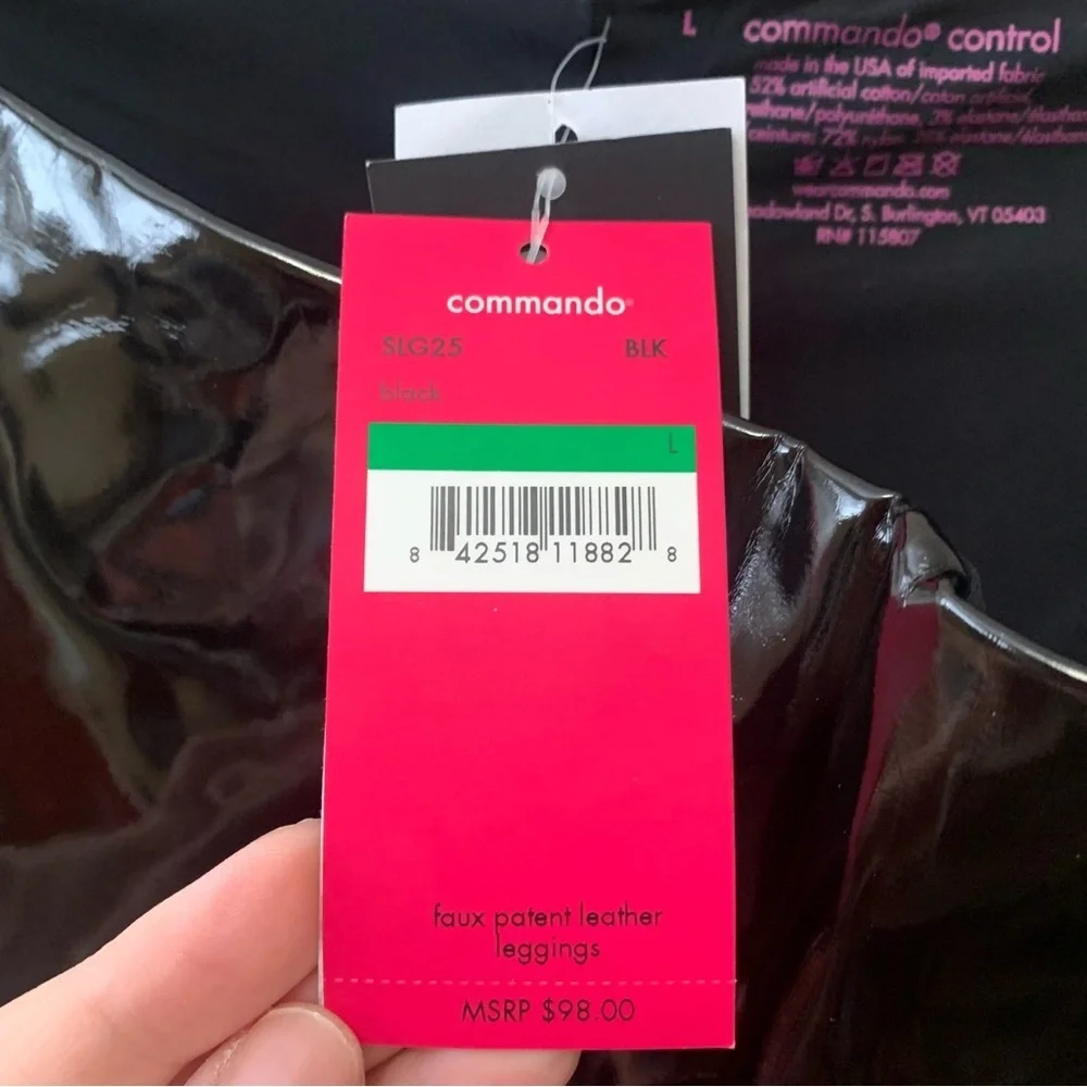 Commando Faux Patent Leather Leggings in Black Size Large NWT New